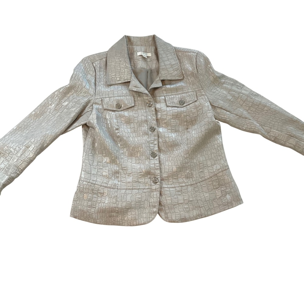Erin Women's‎ Textured Croc Embossed Metallic Blazer Jacket Size Medium